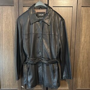 Adler Collection Men’s Size 3XL Black Lambskin Leather Lined Button Front Jacket